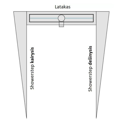 IŠPARDAVIMAS. ACO ShowerStep profiliuotis dešinės pusės, L1-990 mm, H1-12,5 mm, H2-30 mm