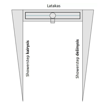 IŠPARDAVIMAS. ACO ShowerStep profiliuotis dešinės pusės, L1-990 mm, H1-12,5 mm, H2-30 mm