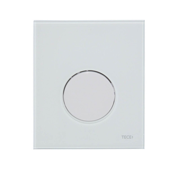 TECEloop stiklinis pisuaro nuleidimo klavišas (baltas stiklas, mygtukas baltas)