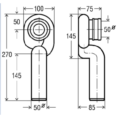 Viega potinkinis sifonas pisuarui su vertikaliu išbėgimu