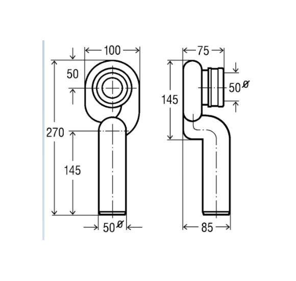 Viega potinkinis sifonas pisuarui su vertikaliu išbėgimu