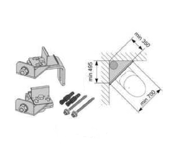 TECEprofil modulio tvirtinimo įtaisas kampiniam montavimui