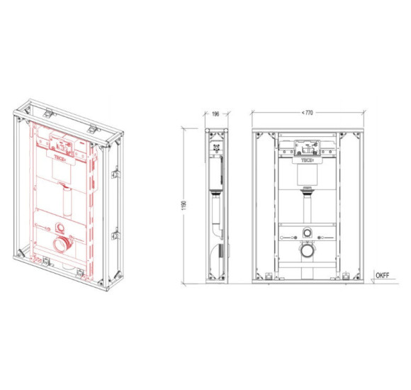 TECEprofil potinkinių modulių tvirtinimo konstrukcija 1190x770x196