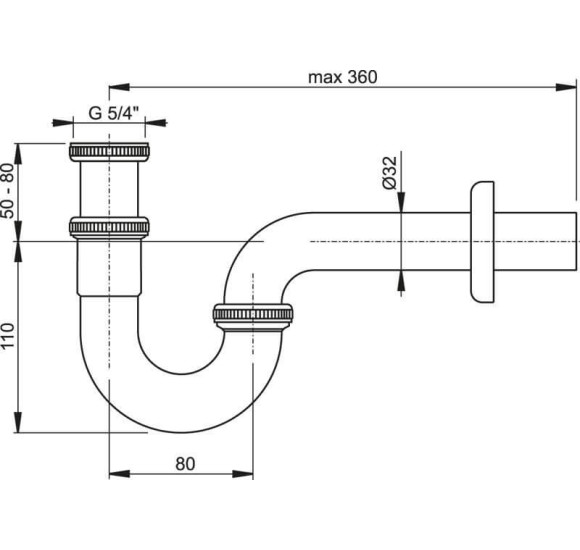 Ravak Praustuvo sifonas vamzdinis U, be ventilio