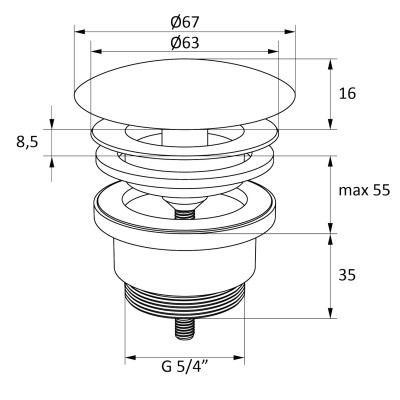 Stacionari balta praustuvo sifono galvutė