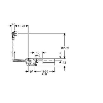 Geberit sifonas voniai su vandens pripildymo į vonią sistema, be dangtelių