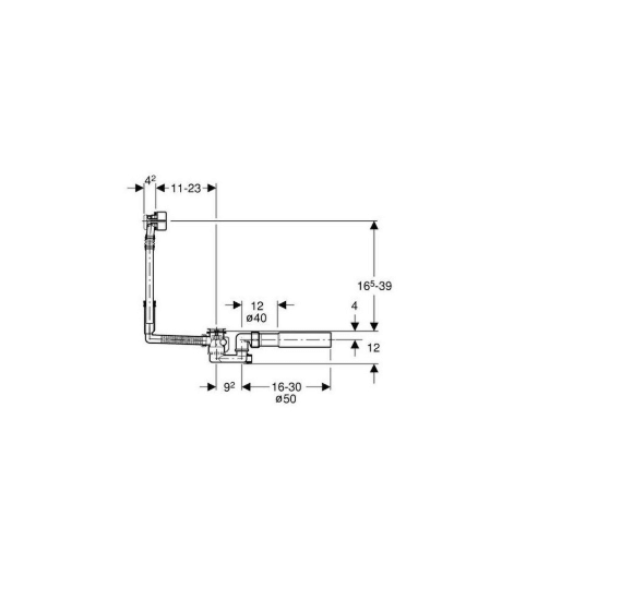 Geberit sifonas voniai su vandens pripildymo į vonią sistema, be dangtelių