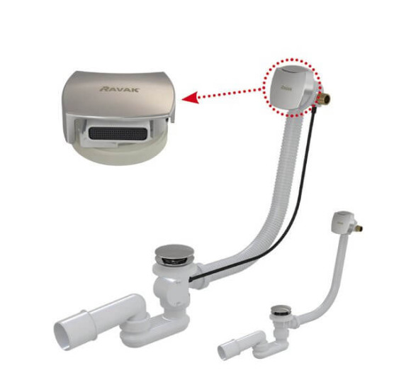 Ravak 570 II, vonios sifonas, užpildantis vandeniu, valdomas troseliu, chromas