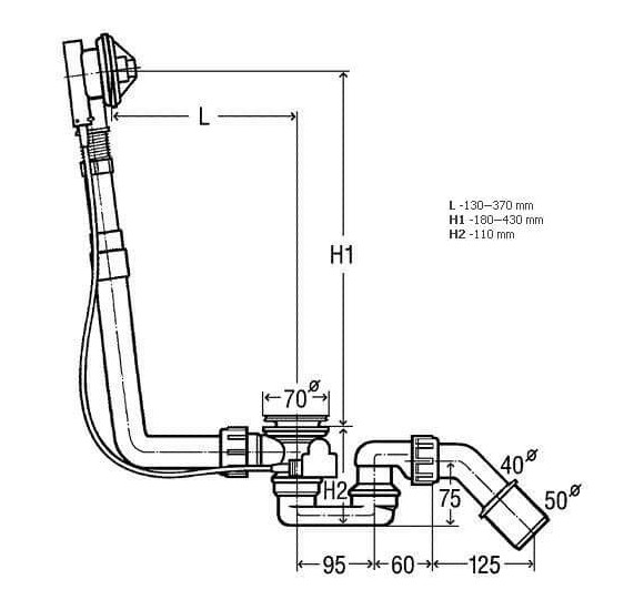 Viega "Multiplex" Sifonas nestandartinėm voniom