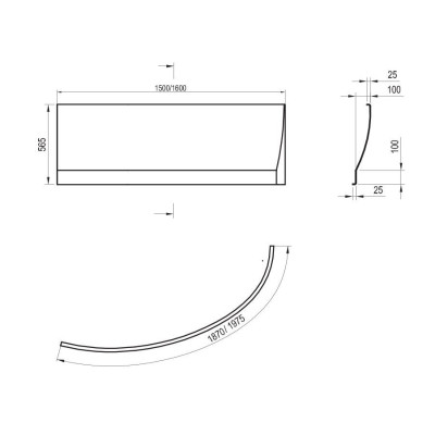 Ravak Avocado vonios apdaila 150cm,160cm (pasirenkama pusė)