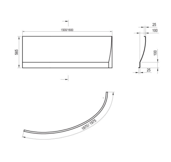 Ravak Avocado vonios apdaila 150cm,160cm (pasirenkama pusė)