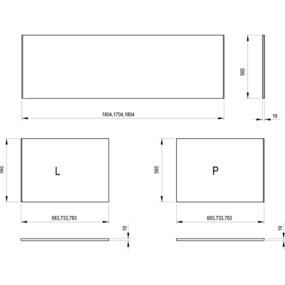 Ravak šoninė apdailos plokštė 80 (L/R), voniai, pasirinkite spalvą