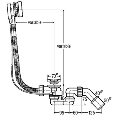 Prailgintas vonios sifonas Viega Simplex