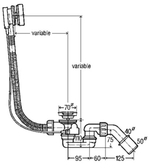 Prailgintas vonios sifonas Viega Simplex