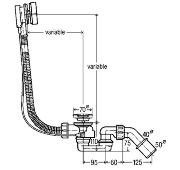Prailgintas vonios sifonas Viega Simplex