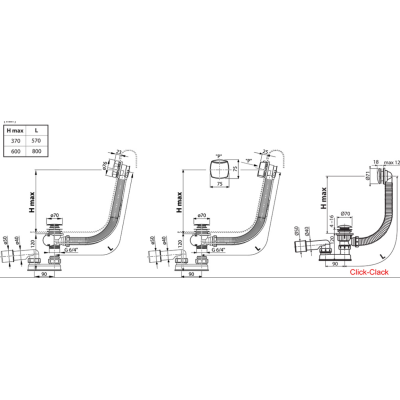 Ravak 570, vonios sifonas, valdomas troseliu, pasirinkite spalvą