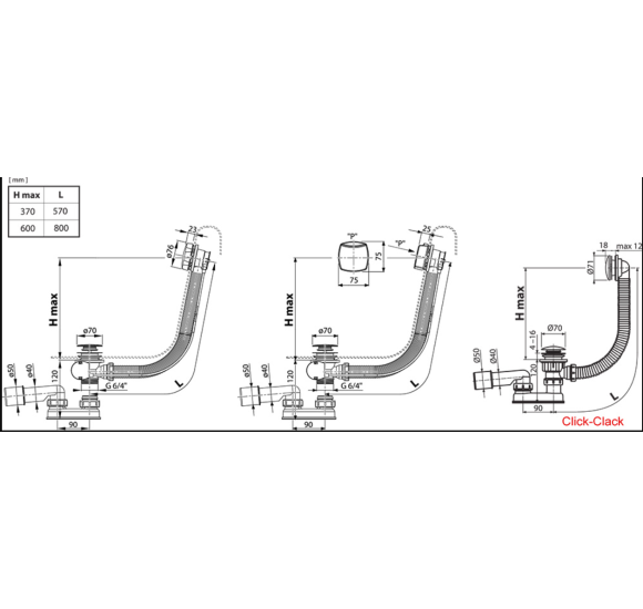 Ravak 570, vonios sifonas, click - clack, pasirinkite spalvą