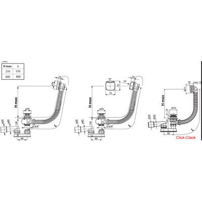 Ravak 800, vonios sifonas, valdomas troseliu, pasirinkite spalvą