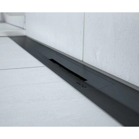 IŠPARDAVIMAS. Showerdrain S+ dušo latako korpusas 1000 mm su Plate juodomis grotelėmis