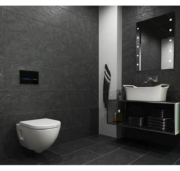 Geberit Sigma elektroninis vandens nuleidimo klavišas be transformatoriaus, juodas stiklas