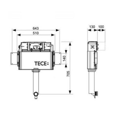 TECEbox Uni vandens nuleidimo bakelis pristatomam unitazui