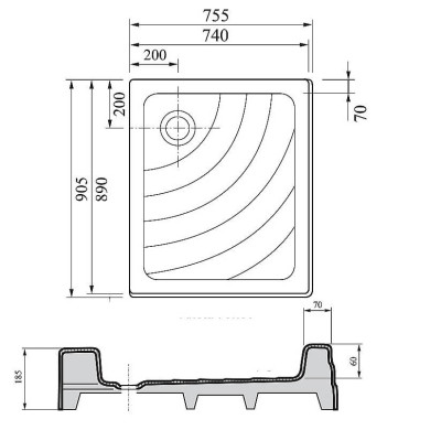 Ravak dušo padėklas Aneta 75x90 PU