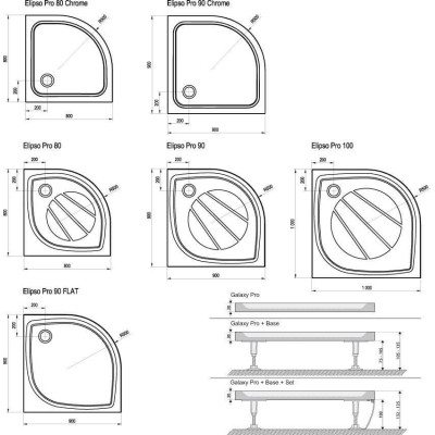 Dušo padėklas Elipso Pro chrome 80,90cm