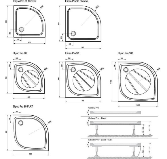 Dušo padėklas Elipso Pro chrome 80,90cm