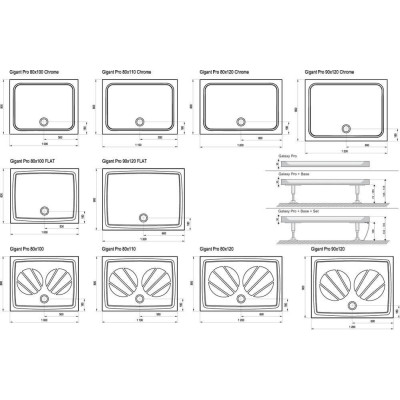 Ravak dušo padėklas Gigant Pro flat 80x100, 80x120, 90x120 cm