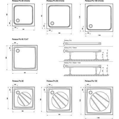 Akmens masės dušo padas Ravak Perseus Pro 80,90,100cm