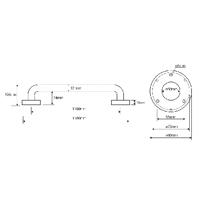 Bemeta Help Pagalbinė rankena 1100 mm nerūdijančio plieno