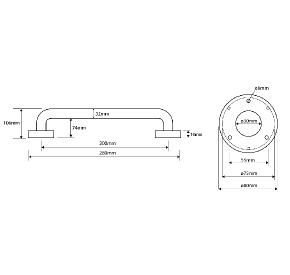 Bemeta Help Pagalbinė rankena 200 mm nerūdijančio plieno