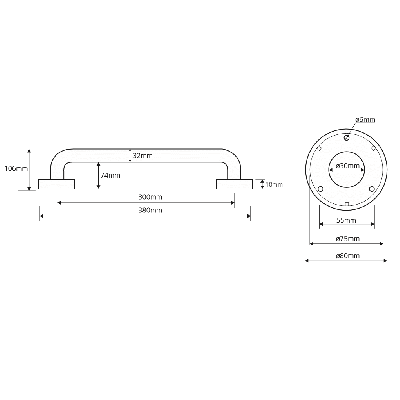 Bemeta Help Pagalbinė rankena 300 mm nerūdijančio plieno
