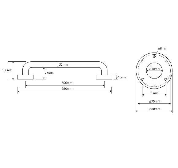 Bemeta Help Pagalbinė rankena 300 mm nerūdijančio plieno