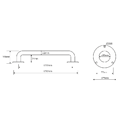Bemeta Help Pagalbinė rankena 1200 mm (baltos spalvos)