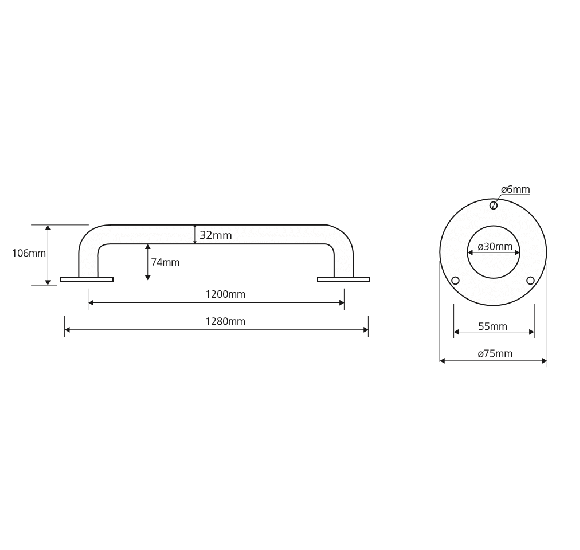 Bemeta Help Pagalbinė rankena 1200 mm (baltos spalvos)