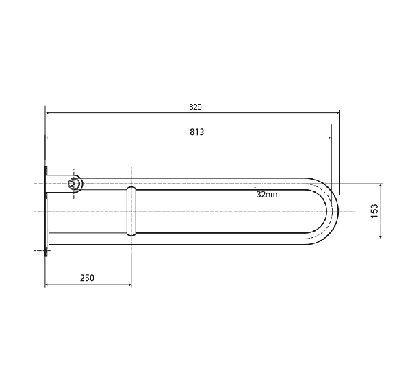 Bemeta Help Pagalbinė rankena U formos 813 mm baltos spalvos (atlenkiama)