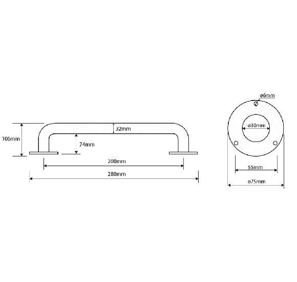 Bemeta Help Pagalbinė rankena 200 mm (baltos spalvos)