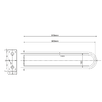 Bemeta Help Pagalbinė rankena U formos 600 mm nerūdijančio plieno