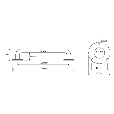 Bemeta Help Pagalbinė rankena 800 mm (baltos spalvos)
