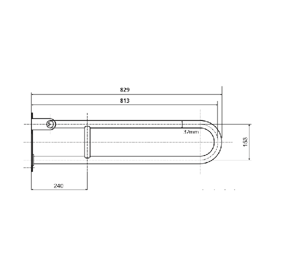 Bemeta Help Pagalbinė rankena U formos 813 mm nerūdijančio plieno (atlenkiama)