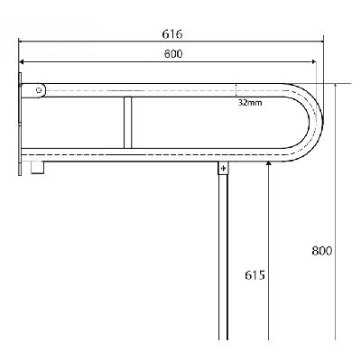 Bemeta Help Pagalbinė rankena U formos 600 mm baltos spalvos (atlenkiama su koja)