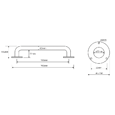 Bemeta Help Pagalbinė rankena 900 mm (baltos spalvos)
