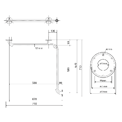Bemeta Help Pagalbinė dušo rankena nerūdijančio plieno