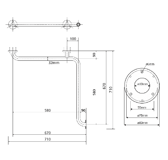 Bemeta Help Pagalbinė dušo rankena nerūdijančio plieno