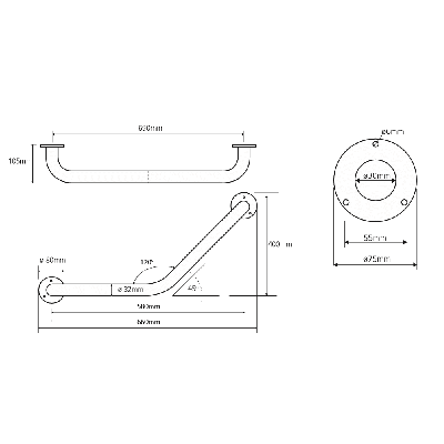 Bemeta Help Pagalbinė rankena 120° kampu (baltos spalvos)