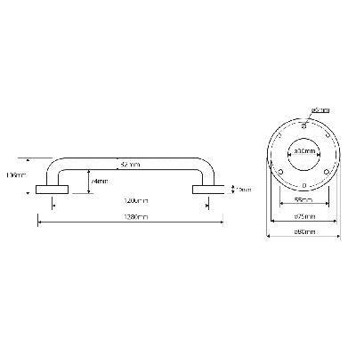 Bemeta Help Pagalbinė rankena 1200 mm nerūdijančio plieno