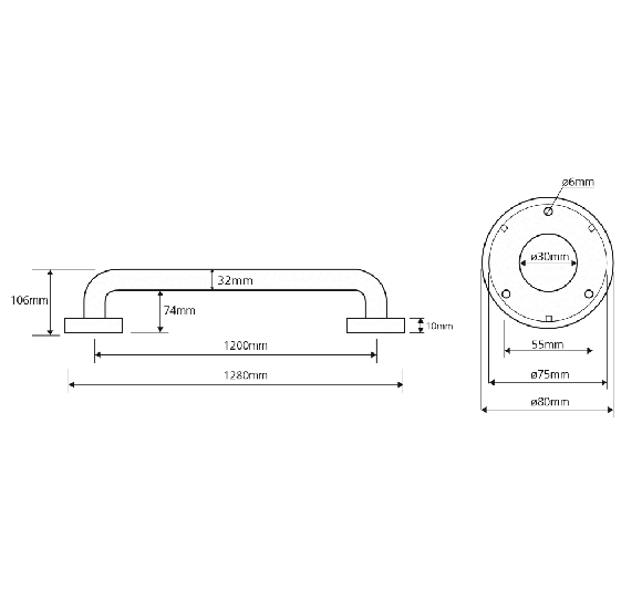 Bemeta Help Pagalbinė rankena 1200 mm nerūdijančio plieno