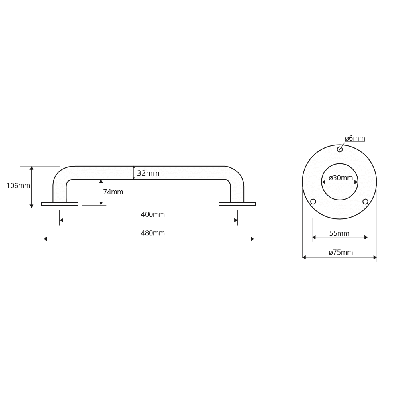 Bemeta Help Pagalbinė rankena 400 mm (baltos spalvos)