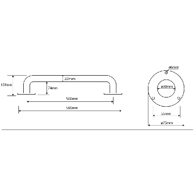 Bemeta Help Pagalbinė rankena 500 mm (baltos spalvos)